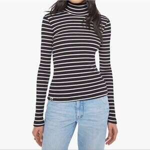 NEW MOTHER long sleeve hickey top in black and white stripe